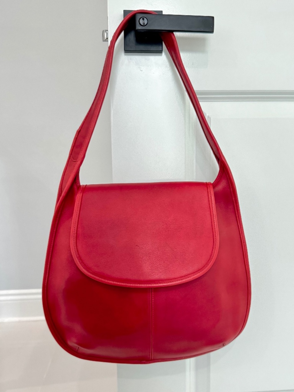 VINTAGE Coach Ergo Flap Bag in Cherry Red Leather (#9029)